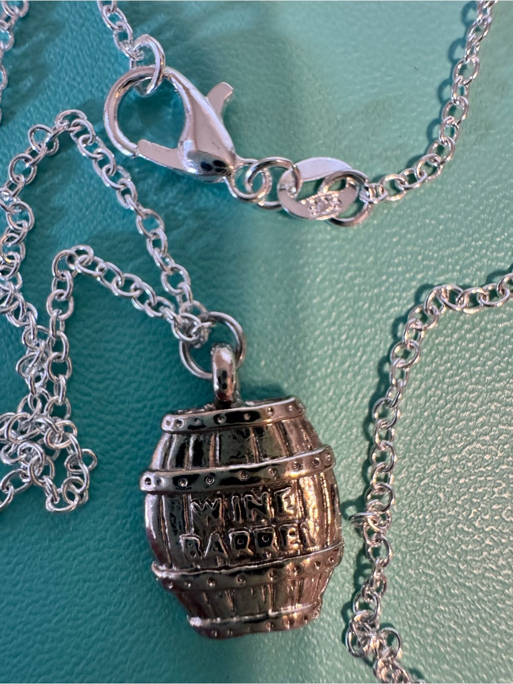 925 Sterling Silver Chain with Wine Barrel Pendant Necklace